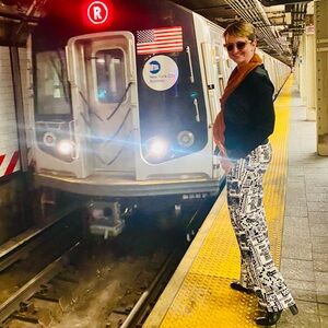 Urban Outfitters Newspaper Graphic Print Flare Pants